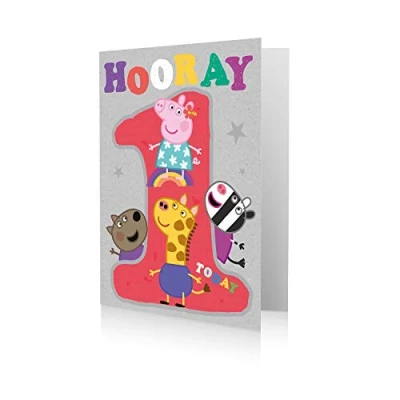 Image of Danilo Promotions,Multi,PG105 Official Peppa Pig Age 1 Birthday Card,7x6 inch