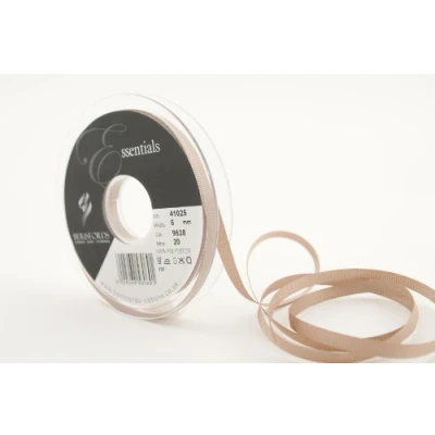 Image of Berisfords 41025 20 m x 6 mm Polyester Grosgrain Ribbon, Bone