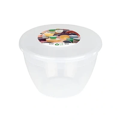 Image of 1 Pint Pudding Basin and Lid Pack of 4 Plastic Basins 570ml (1pt) Medium Size Food Safe Steaming Bowls Clear