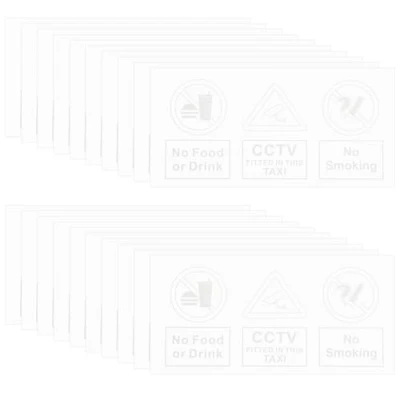 Image of ECSiNG 20PCS Taxi Window Sticker No Food or Drink CCTV Fitted Smoking Self adhesive Sign 105x50mm for Taxis Minibus Bus Transparent