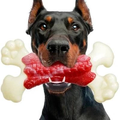 Image of Zinbo Dog Toys for Aggressive Chewers, Large Dogs, Indestructible Bones Tough and Durable Chew Toy, Real Bacon &amp; Beef Flavors (Large, Beef)