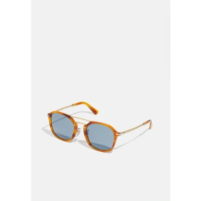 Image of Persol Unisex Sunglasses, Size: 53, Striped brown/light blue