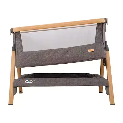 Image of Tutti Bambini CoZee® Next to Me Crib &amp; Standalone Baby Cot, Co Sleeper Foldable Bed, 6 Height Levels, Bedside Crib, Travel Mattress Included (0 Months) Oak Charcoal