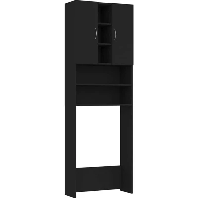 Image of vidaXL Washing Machine Cabinet Black 64x25.5x190 cm