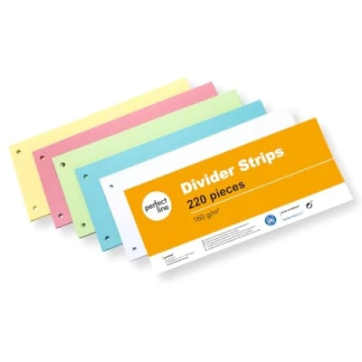 Image of perfect line 220 Divider Strips for A4 folders, dividers Ring Binders Made of Recycled Cardboard, in Germany, 5 Colours, Perforated