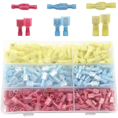Image of Yosawo 320 Pieces Spade Connector Nylon Fully Insulated Male/Female Quick Disconnect Electrical Wire Connectors Assortment Kit