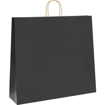 Image of vidaXL Paper Bags 250 pcs with Handles Black 54x15x49 cm