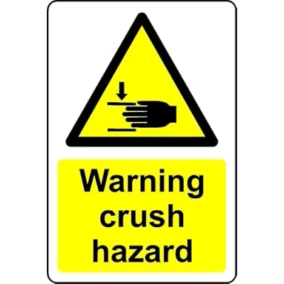 Image of Warning Crush Hazard Safety Sign Self Adhesive Sticker (200mm x 150mm)