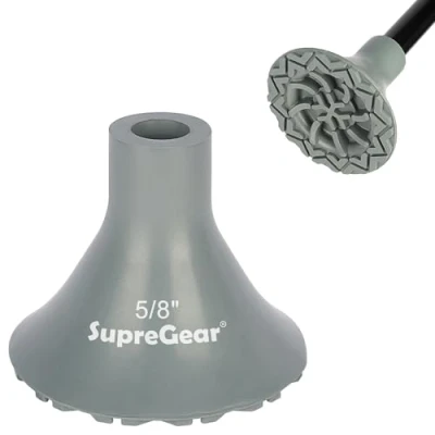 Image of supregear Heavy Duty Rubber Ferrules, 16mm Non Slip Replacement for Walking Sticks, Canes and Crutches, Widen All Terrain Stick Tips Foot Caps, Added Metal Washer Extra Strength,Black