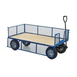 Image of Industrial General Purpose Truck; Plywood Base Mesh Sides Ends Blue