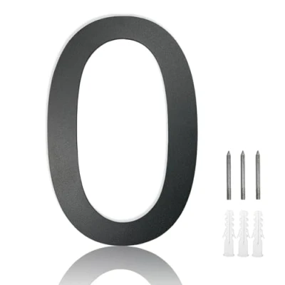 Image of MOLVCE Stainless Steel Door Numbers, 8 inch Modern House Floating Signs for Outside, Number Sign Screw On Home, Address, Store, Font Arial, Anthracite Gray 0