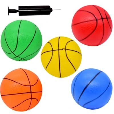 Image of BCTHLBF Mini Basketball,5 Pcs Rubber Basketballs Toy with an Inflator,Colorful Children&#039;s Basketball Set for Kids Adults Outdoor Indoor Home