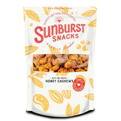 Image of Sunburst Honey Roasted Cashew Nuts, GMO Free, No Preservatives or Flavourings, Recyclable &amp; Resealable Pouch, 1kg