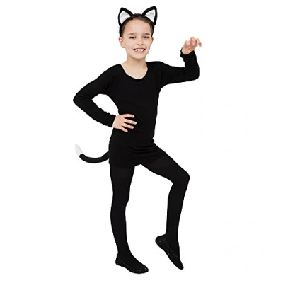 Image of Bristol Novelty DS156 Children Costume Cat Set Black Pack of 1 Ears and Tail, Unisex Child, One Size