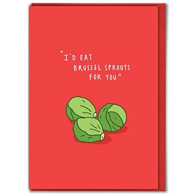 Image of Brainbox Candy Christmas Cards For Boyfriend/Girlfriend Funny Xmas Her &#039;Brussel Sprouts&#039; Husband/Wife