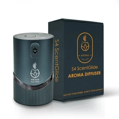 Image of Aroma Haven S4 ScentGlide Waterless Oil Diffuser Nebulizer Portable Rechargeable Wireless Aromatherapy for Essential Oils Home, Office, Car Freshener Electric (Mint Grey)