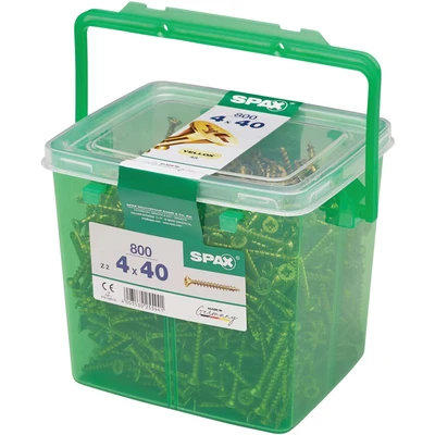 Image of SPAX Pozi Screws YELLOX Csk Full Thread 4.0 x 40mm Tub 800