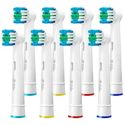 Image of Milos Replacement Electric Toothbrush Head Set 8 Pack of Heads Compatible w/Oral B and Braun Teeth Cleaning Accessories