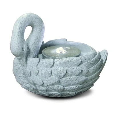 Image of GEEZY Garden Water Feature LED Fountain Indoor/Outdoor Cascading Freestanding Polyresin Statue Lights &amp; Decoration (Swan Fountain)
