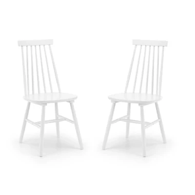 Image of Julian Bowen Set Of 2 Alassio Spindle Back Dining Chairs White
