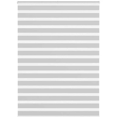 Image of vidaXL Zebra Blind Light Grey 160x200 cm Fabric Width 155.9 Polyester