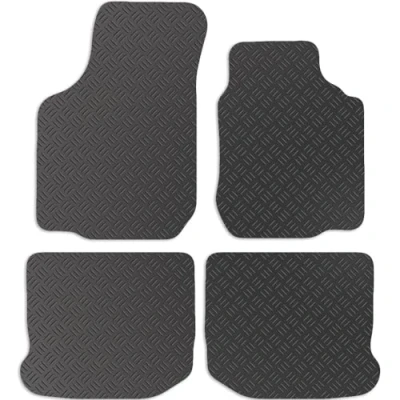 Image of Carsio Rubber Car Mats For VW Golf Mk4 1997 2004 (no clips) Tailored Fit Floor Mat Set Complete Accessory Black Custom Fitted All Weather &amp; Heavy Duty, Anti Slip Backing with Clips