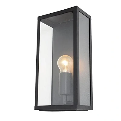 Image of LITECRAFT Mersey Wall Light Outdoor Box Lantern IP44 Garden Fitting Black