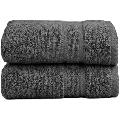 Image of EDB Pack of 2 Luxury Premium Quality HAND Towel (50 x 80 cm, 800 GSM) Highly Absorbent 100% Egyptian Cotton Hotel Guest Towels Set (Charcoal Grey, TOWEL)