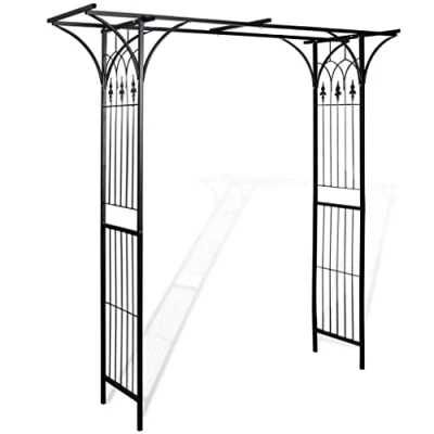 Image of &#039;vidaXL Garden Arch Durable Iron Construction Perfect for Climbing Plants Easy to Install Large Decor Weather Resistant Black Finish