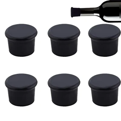 Image of Silicone Corks 6 Pieces Wine Bottle Caps Reusable for Wine, Champagne Bottles, Beer Sparkling Corks,