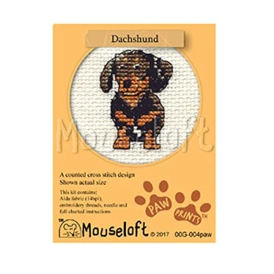 Image of Mouseloft Mini Cross Stitch Kit Dachshund, Paw Prints Collection