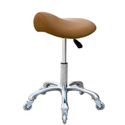 Image of FRNIAMC Professional Saddle Stool with Wheels Ergonomic Swivel Height Adjustable for Clinic Dentist Beauty Salon Tattoo Office (Camel)