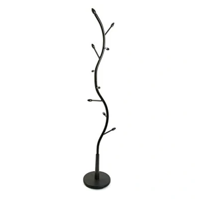 Image of Versa Swindon Minimalist Style Coat Rack, with 9 hooks for clothing or bags the Hall, Measurements (H x L W) 185 32 cm, Metal, Colour Black
