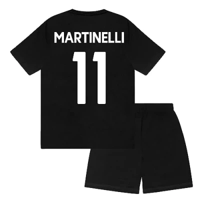 Image of Arsenal FC Boys Martinelli 11 Sublimation Short Pyjamas Black 12 13 Years