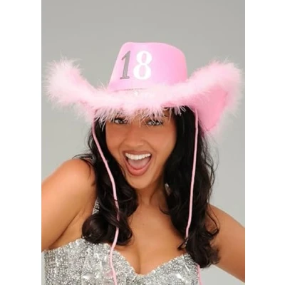 Image of Struts Womens 18th Birthday Pink Fluffy Cowboy Hat