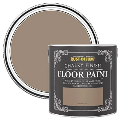 Image of Rust Oleum Brown Scratch Resistant Floor Paint in Matt Finish Salted Caramel 2.5L