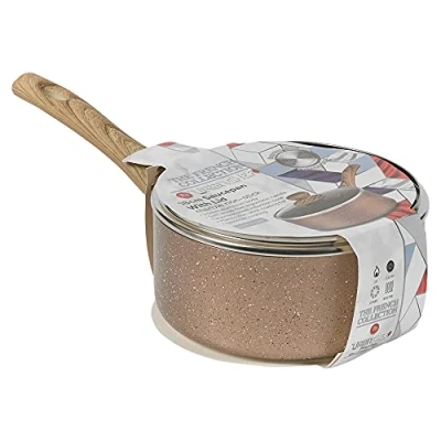 Image of URBN CHEF Ceramic Rose Gold Induction Cooking Pots Pans Frying Pan Cookware Set (18cm Saucepan)