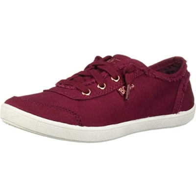 Image of Skechers Women&#039;s Bobs B Cute Sneaker, Burgundy Canvas, 7 UK