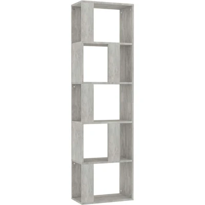Image of vidaXL Engineered Wood Book Cabinet/Room Divider Sleek Design and Concrete Grey Finish 45x24x159 cm Perfect for Living Room, Bedroom or Office 5 Compartments Organized Storage