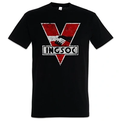 Image of Urban Backwoods 1984 Logo Vintage INGSOC Men T Shirt Black Size S
