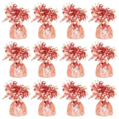 Image of Foil Helium Balloon Weights Pack of 12 Durable &amp; Colourful Rose Gold for Birthdays Parties, Events Celebrations Perfect Weight Holders