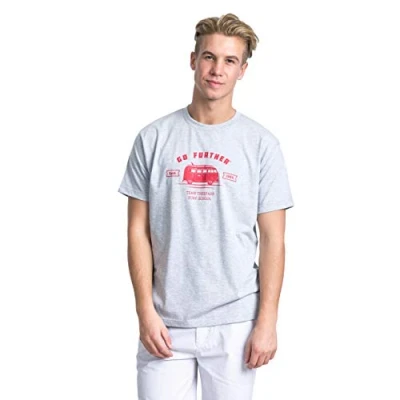 Image of Trespass Men&#039;s Space T Shirt with Chest Print Grey Marl, 2X Small