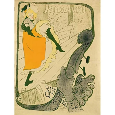 Image of Toulouse Lautrec Jane Avril can Dancer Advert Painting Art Print Canvas Premium Wall Decor Poster Mural