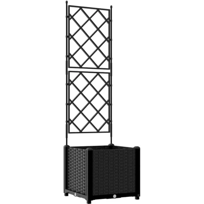 Image of vidaXL Garden Planter with Trellis Black 40x40x143 cm