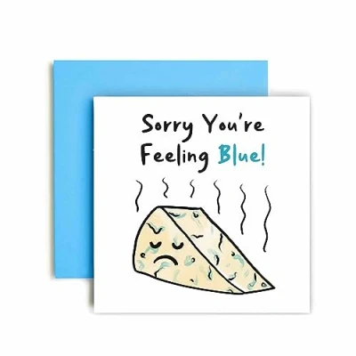 Image of Huxters Get well Soon card for men and women Feeling Blue Hope you feel better Colleague Brother Sister speedy recovery 14.8cm