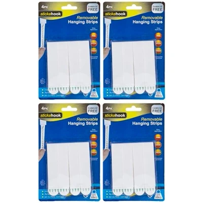 Image of Quickdraw Strong Hanging Strips 10kg Load Capacity for Mounting Picture Photo Canvas Frames Removable &amp; Damage Free (4 Packs 16 Strips)