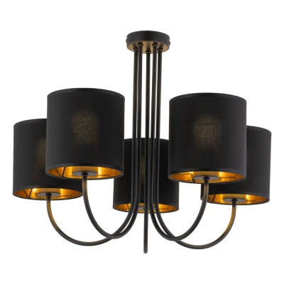 Image of Torens Multi Arm Pendant Ceiling Light Black, Gold 5xE27