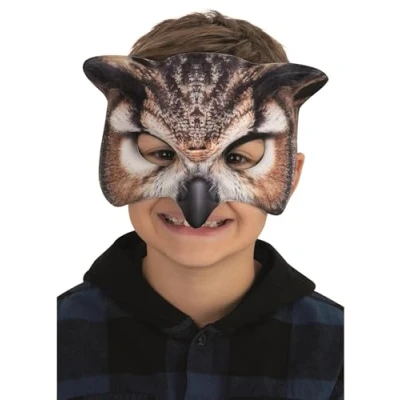 Image of Smiffys Kids Owl Mask on Elastic, Children&#039;s Animal Fancy Dress, Child Dress Up Masks