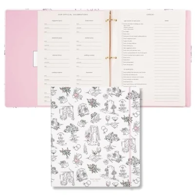 Image of Kate Spade New York Bridal Wedding Planner Binder, Personal Organizer for Bride with Pages To Do Lists, Notes, Budgeting, Invitations, I (Gold Heart Knot)