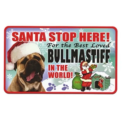 Image of Santa Stop Here Pet Sign Bull Mastiff